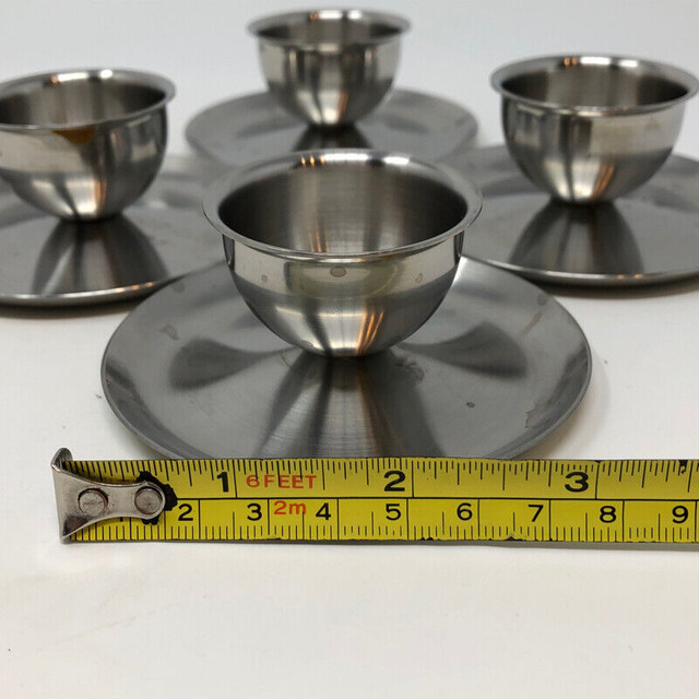 Vintage Norway Polaris Stainless Steel Egg Cups Set of 4 in Arts & Collectibles in Kitchener / Waterloo - Image 3