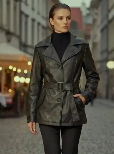 Emporio & Co Faux Leather Belted Jacket, View more