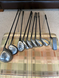 9 Right H Golf Clubs - Driver 1,3,Hybrid 4+6,7,8,9+Wedge,putter
