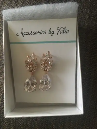 $25.00 Firm price. You won't be disappointed. Pear cut Drops Cubic Zirconia with sparking Marquise c...