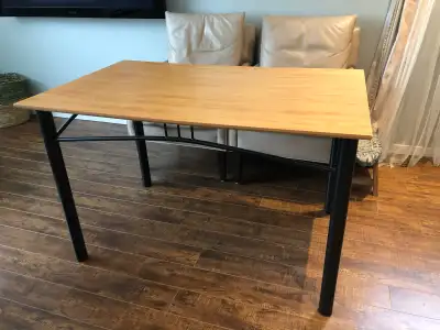 Wooden Top Table with Metal Legs For Sale, View more