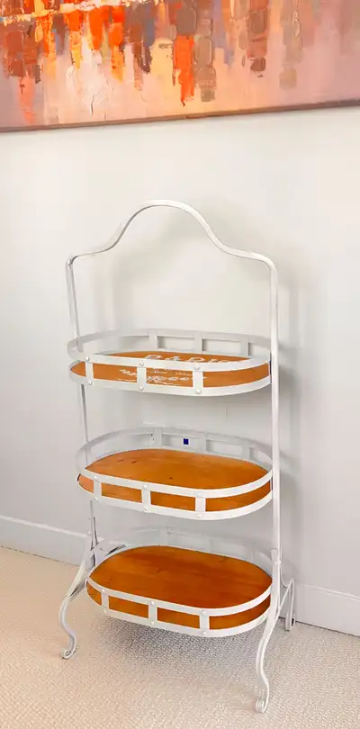 Beautiful 3-Tier Wooden Rack with Sturdy Metal Frame, View more