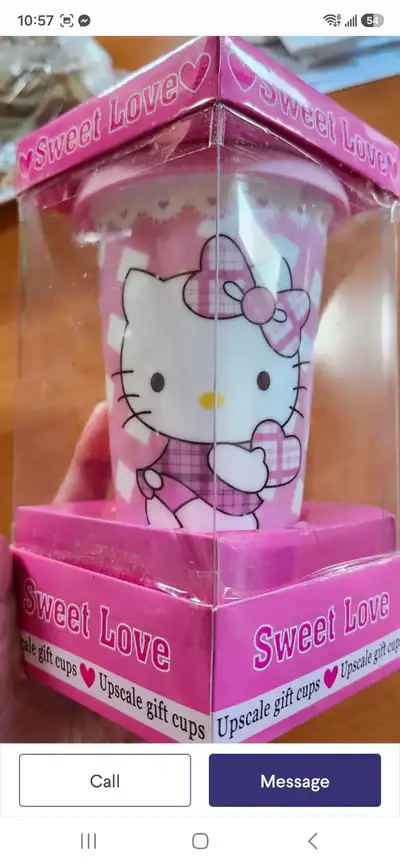 Brand New Hello Kitty Glass cup with a lid, View more