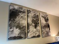 Monochrome Lunar Landscape - 3 Piece