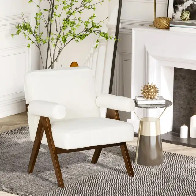 Cashmere Accent Chair Armchair with Wide Seat and Soft Padded Ar in Chairs & Recliners in Markham / York Region - Image 9