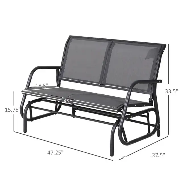 Patio Double Glider Outdoor Steel Sling Fabric Gliding Bench Gar in Patio & Garden Furniture in Markham / York Region - Image 4
