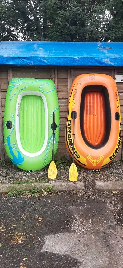 Selling a pair of inflatable boats, perfect for one adult and one child, with a total maximum capaci...