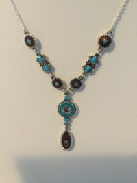 AVON * Native Necklace & Earring Set * Turquoise & Brown