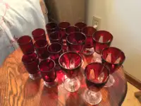 Vintage *  18 RUBY RED WINE GLASSES * Two (2) Sets