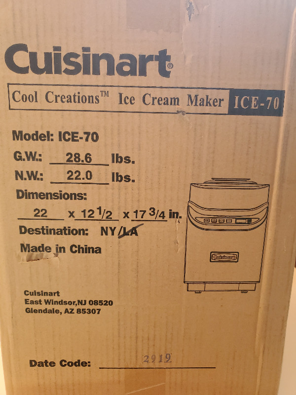 BRAND NEW - Cuisinart ICE-70 ice cream maker in Processors, Blenders & Juicers in Strathcona County - Image 2