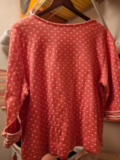Red polka dots 3/4 sleeves tee. Size XL.  $15., View more