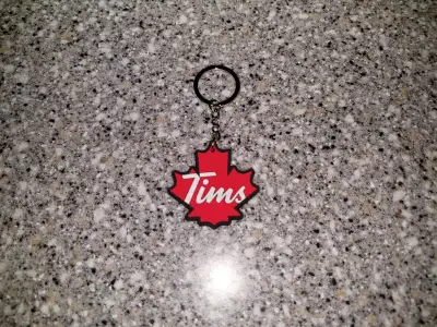 Here's a Tim Hortons keychain, it mentions "Thanks for 10 great years" on the back.