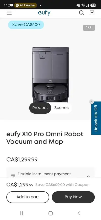 eufy X10 Pro Omni Robot Vacuum and Mop, View more