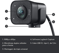 Logitech StreamCam Plus Webcam with Tripod Mount 1080p