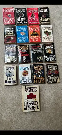 A collection of Lawrence Sanders books, $5 each or all for $80