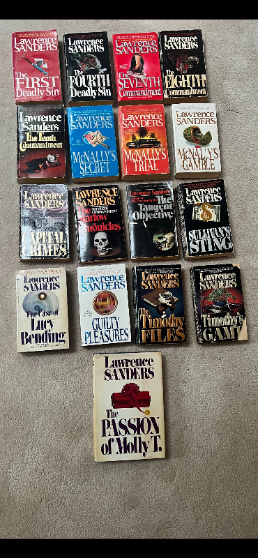 A collection of Lawrence Sanders books, $5 each or all for $80, View more