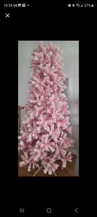 Pink frosted 9ft xmas tree