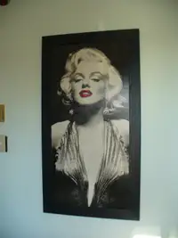 Très grand cadre tableau noir de Marilyne Monroe fini toile