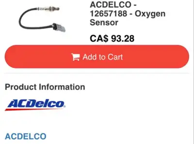 2 New in box AC Delco ( Post Cat Downstream ) 02 Sensors For 14-20 GM 5.3L Part Number in the pic to...