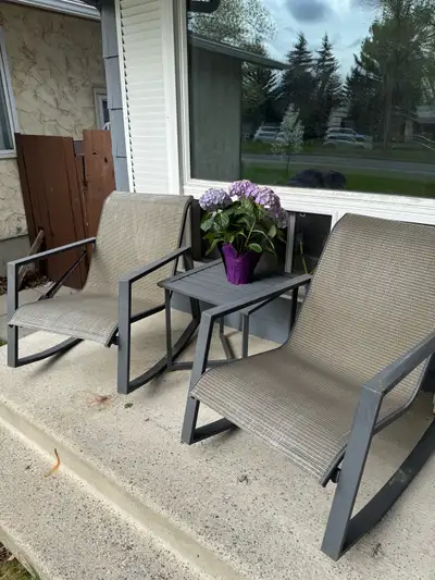 I have two good rocking chairs and table, they have regular wear and tear, a bit of rust but that is...