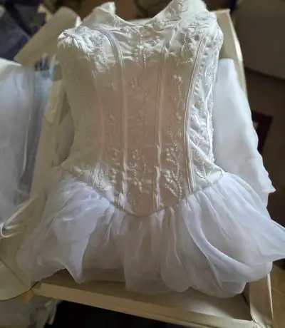 Vintage Beaded Corset Wedding Dress & Veil Set – Worn Once!, View more