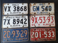 Vintage Alberta vehicle license plates