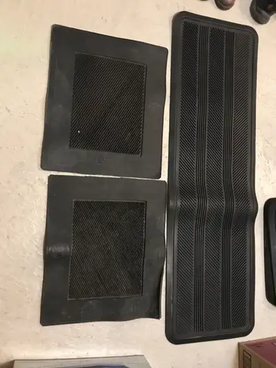 Black rubber car mats (1 long and 2 square mats), View more