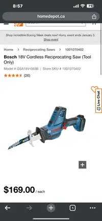 Bosch 18V Cordless Reciprocating Saw (Tool Only)