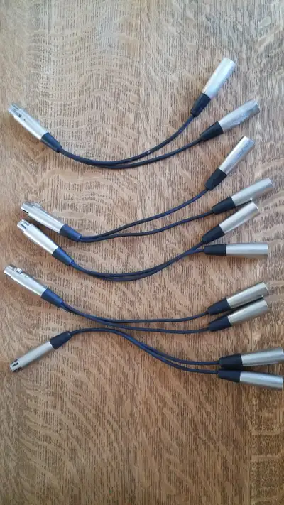 Five (5) XLR Y-cords (one female XLR x two male XLR), View more