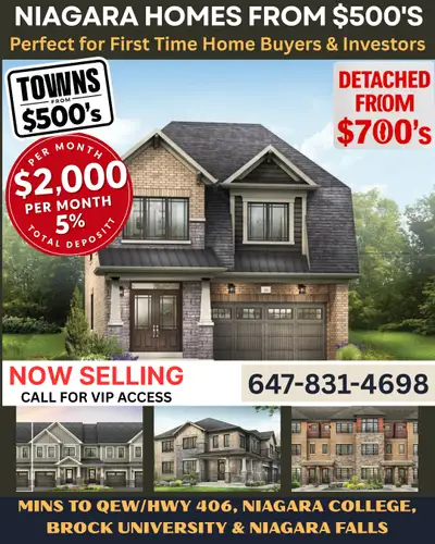 Exciting News for Niagara Homebuyers! Book your BRAND NEW HOME in Thorold, Niagara today! Just $2,00...