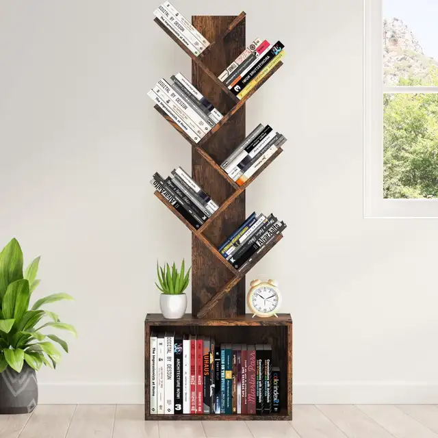 6 Tier Tree Bookshelf, Sturdy Retro Floor Standing Wood  in Bookcases & Shelving Units in City of Toronto - Image 3
