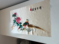 Chinese vintage silk embroidery  birds and flowers