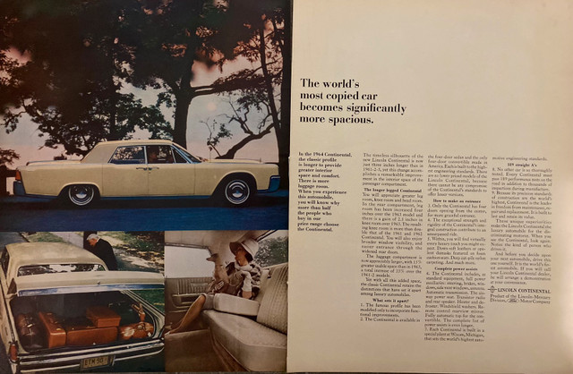 1964 Continental Most Copied Car XLarge 2-Page Original Ad in Arts & Collectibles in North Bay