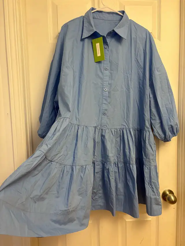 New Summer Mini Dress Puff Sleeve , Button Down Shirt Dress in Women's - Dresses & Skirts in Kitchener / Waterloo - Image 8