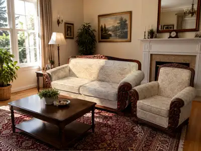 Victorian Style Sofa and Armchair Set, View more