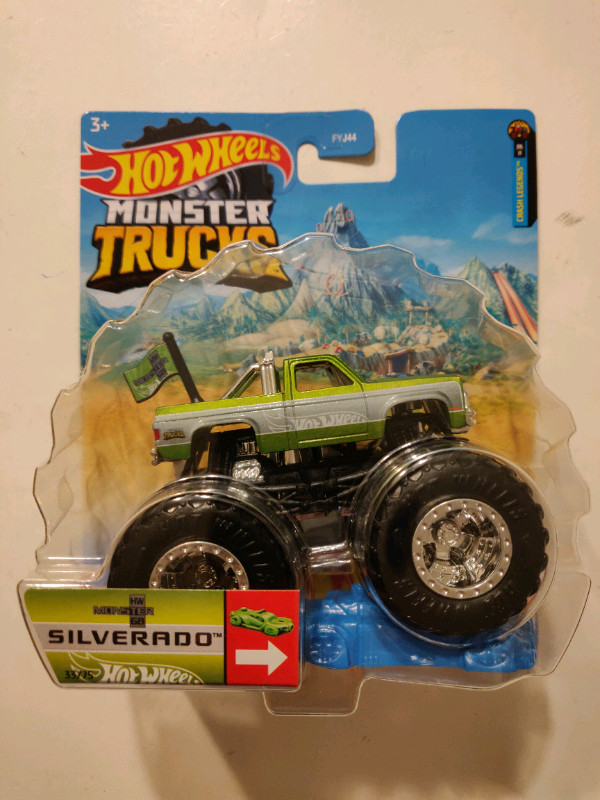 Used, New Hot Wheels Monster Trucks Chevy Silverado 1:64 diecast car for sale  