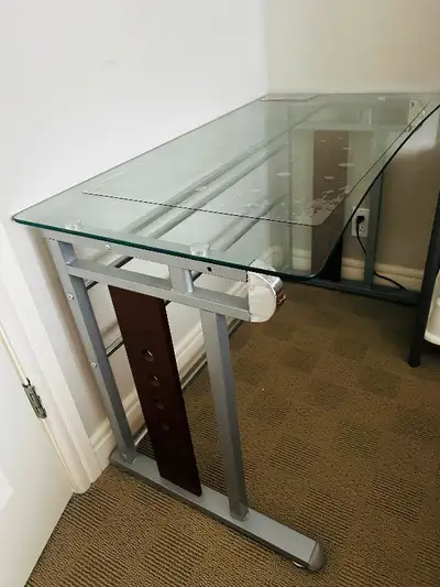 COMPUTER OFFICE DESK TEMPERED GLASS MODERN DESIGN 59X110X71 cm, View more