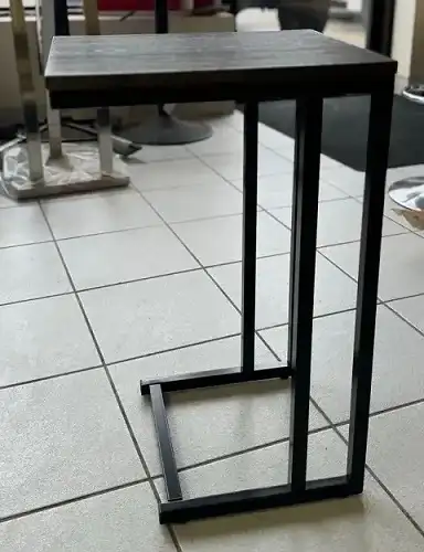 SIDE TABLE BLACK METAL WITH RECLAIMED WOOD LOOK TOP..., View more