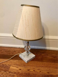 Vintage lamp with marble base and textured fabric shade