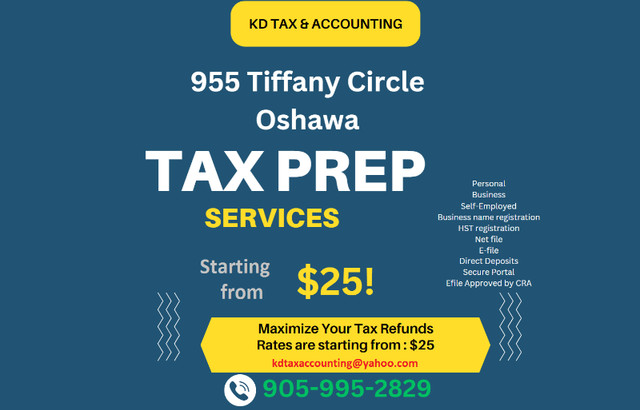 Tax Prep Services in Financial & Legal in Oshawa / Durham Region