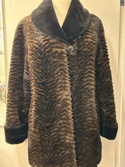 Faux Black and Brown Fur Coat $35, View more