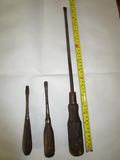 VINTAGE WOOD HANDLED SCREWDRIVERS, View more