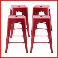 set of 4, Brand new red metal bar stools 24" tall