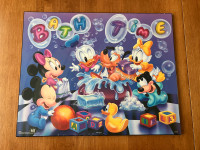 Vintage Disney Babies Mickey Mouse Bath Time Poster Plaque Mount