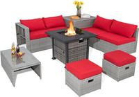 9 piece patio set with fire table