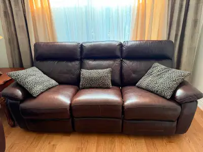 Genuine Leather Reclining Sofa Set – Sofa, Loveseat & Recliner, View more