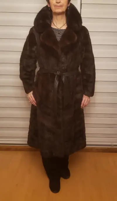 Beautiful stylish European Woman's Mink Coat with belt, View more