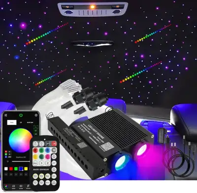 Car Home AKEPO Shooting Star 32W Dual-Head 2 Light Color RGBW Fiber Optic Lights, 920pcs of Mixed 3...