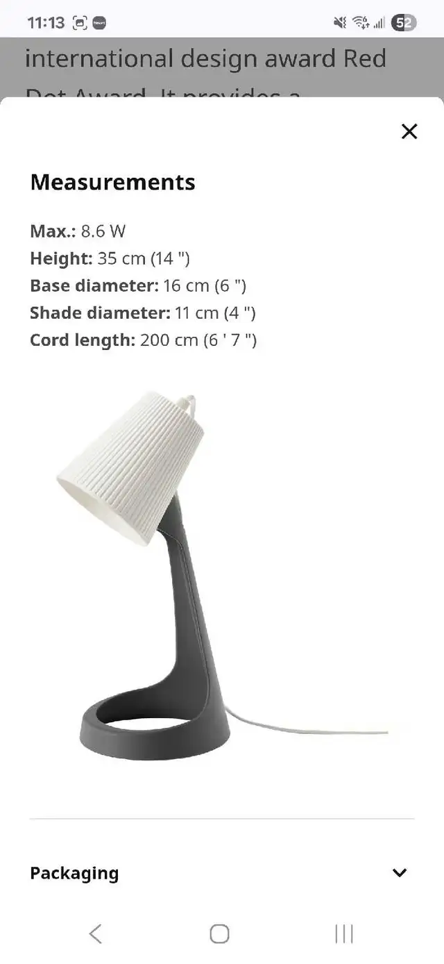 Svallet Ikea work desk light