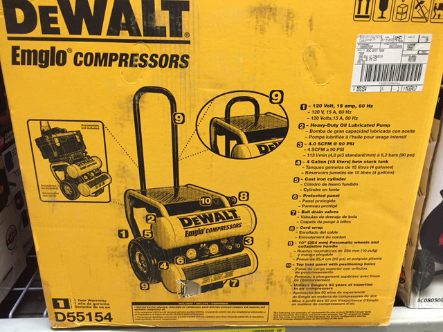 Compresseur portatif sur roue 1.1cv D55154 Dewalt neuf dans Autre  à Laval/Rive Nord - Image 2